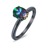 Oval Cut Simulated Cubic Zirconia Cathedral Wedding Ring 925 Sterling Silver Center Stone-(8mmx6mm)