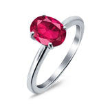 Oval Cut Simulated Cubic Zirconia Cathedral Wedding Ring 925 Sterling Silver Center Stone-(8mmx6mm)