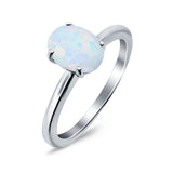 Oval Cut Simulated Cubic Zirconia Cathedral Wedding Ring 925 Sterling Silver Center Stone-(8mmx6mm)