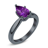 Solitaire Teardrop Simulated Cubic Zirconia Wedding Ring 925 Sterling Silver Center Stone-(8mmx6mm)
