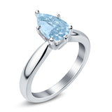 Solitaire Teardrop Simulated Cubic Zirconia Wedding Ring 925 Sterling Silver Center Stone-(8mmx6mm)