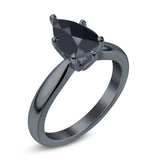 Solitaire Teardrop Simulated Cubic Zirconia Wedding Ring 925 Sterling Silver Center Stone-(8mmx6mm)