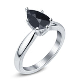 Solitaire Teardrop Simulated Cubic Zirconia Wedding Ring 925 Sterling Silver Center Stone-(8mmx6mm)