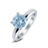 Round Simulated Cubic Zirconia Cathedral Wedding Ring 925 Sterling Silver Center Stone-(6mm)