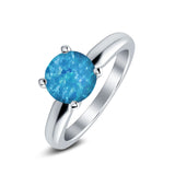 Round Simulated Cubic Zirconia Cathedral Wedding Ring 925 Sterling Silver Center Stone-(6mm)