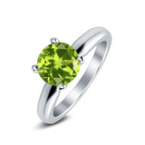 Round Simulated Cubic Zirconia Cathedral Wedding Ring 925 Sterling Silver Center Stone-(6mm)