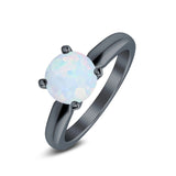 Round Simulated Cubic Zirconia Cathedral Wedding Ring 925 Sterling Silver Center Stone-(6mm)
