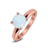 Round Simulated Cubic Zirconia Cathedral Wedding Ring 925 Sterling Silver Center Stone-(6mm)