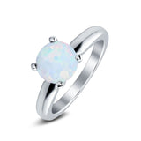 Round Simulated Cubic Zirconia Cathedral Wedding Ring 925 Sterling Silver Center Stone-(6mm)