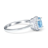 Halo Art Deco Oval Engagement Ring Simulated Cubic Zirconia 925 Sterling Silver