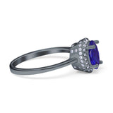 Halo Art Deco Oval Engagement Ring Simulated Cubic Zirconia 925 Sterling Silver