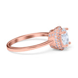 Halo Art Deco Oval Engagement Ring Simulated Cubic Zirconia 925 Sterling Silver