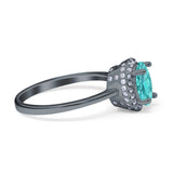 Halo Art Deco Oval Engagement Ring Simulated Cubic Zirconia 925 Sterling Silver