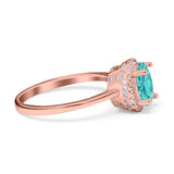 Halo Art Deco Oval Engagement Ring Simulated Cubic Zirconia 925 Sterling Silver