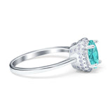 Halo Art Deco Oval Engagement Ring Simulated Cubic Zirconia 925 Sterling Silver