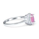 Halo Art Deco Oval Engagement Ring Simulated Cubic Zirconia 925 Sterling Silver