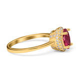 Halo Art Deco Oval Engagement Ring Simulated Cubic Zirconia 925 Sterling Silver
