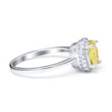 Halo Art Deco Oval Engagement Ring Simulated Cubic Zirconia 925 Sterling Silver