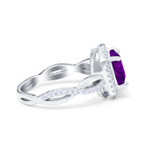 Infinity Shank Cushion Engagement Ring Simulated Cubic Zirconia 925 Sterling Silver