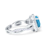 Infinity Shank Cushion Engagement Ring Simulated Cubic Zirconia 925 Sterling Silver