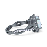 Infinity Shank Cushion Engagement Ring Simulated Cubic Zirconia 925 Sterling Silver