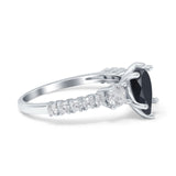 Teardrop Pear Art Deco Three Stone Accent Engagement Ring Round Simulated Simulated Cubic Zirconia 925 Sterling Silver