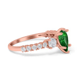 Teardrop Pear Art Deco Three Stone Accent Engagement Ring Round Simulated Simulated Cubic Zirconia 925 Sterling Silver