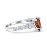 Teardrop Pear Art Deco Three Stone Accent Engagement Ring Round Simulated Simulated Cubic Zirconia 925 Sterling Silver