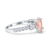 Teardrop Pear Art Deco Three Stone Accent Engagement Ring Round Simulated Simulated Cubic Zirconia 925 Sterling Silver