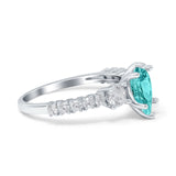 Teardrop Pear Art Deco Three Stone Accent Engagement Ring Round Simulated Simulated Cubic Zirconia 925 Sterling Silver