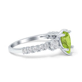 Teardrop Pear Art Deco Three Stone Accent Engagement Ring Round Simulated Simulated Cubic Zirconia 925 Sterling Silver