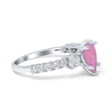 Teardrop Pear Art Deco Three Stone Accent Engagement Ring Round Simulated Simulated Cubic Zirconia 925 Sterling Silver