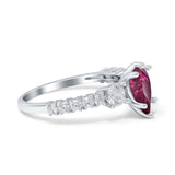 Teardrop Pear Art Deco Three Stone Accent Engagement Ring Round Simulated Simulated Cubic Zirconia 925 Sterling Silver