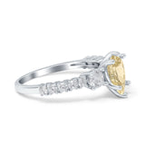 Teardrop Pear Art Deco Three Stone Accent Engagement Ring Round Simulated Simulated Cubic Zirconia 925 Sterling Silver