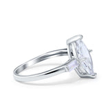 Marquise Art Deco Engagement Simulated Cubic Zirconia Ring 925 Sterling Silver
