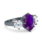 Oval Art Deco Engagement Ring Simulated Cubic Zirconia 925 Sterling Silver