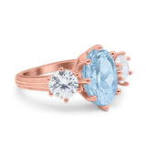 Oval Art Deco Engagement Ring Simulated Cubic Zirconia 925 Sterling Silver