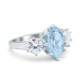 Oval Art Deco Engagement Ring Simulated Cubic Zirconia 925 Sterling Silver