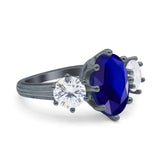 Oval Art Deco Engagement Ring Simulated Cubic Zirconia 925 Sterling Silver