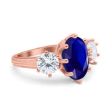 Oval Art Deco Engagement Ring Simulated Cubic Zirconia 925 Sterling Silver