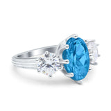 Oval Art Deco Engagement Ring Simulated Cubic Zirconia 925 Sterling Silver