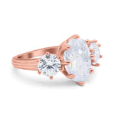 Oval Art Deco Engagement Ring Simulated Cubic Zirconia 925 Sterling Silver