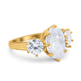 Oval Art Deco Engagement Ring Simulated Cubic Zirconia 925 Sterling Silver