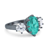 Oval Art Deco Engagement Ring Simulated Cubic Zirconia 925 Sterling Silver