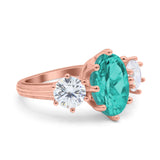 Oval Art Deco Engagement Ring Simulated Cubic Zirconia 925 Sterling Silver