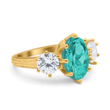 Oval Art Deco Engagement Ring Simulated Cubic Zirconia 925 Sterling Silver