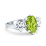 Oval Art Deco Engagement Ring Simulated Cubic Zirconia 925 Sterling Silver