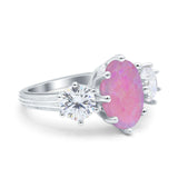 Oval Art Deco Engagement Ring Simulated Cubic Zirconia 925 Sterling Silver