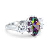 Oval Art Deco Engagement Ring Simulated Cubic Zirconia 925 Sterling Silver