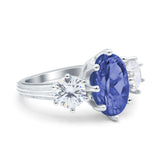 Oval Art Deco Engagement Ring Simulated Cubic Zirconia 925 Sterling Silver